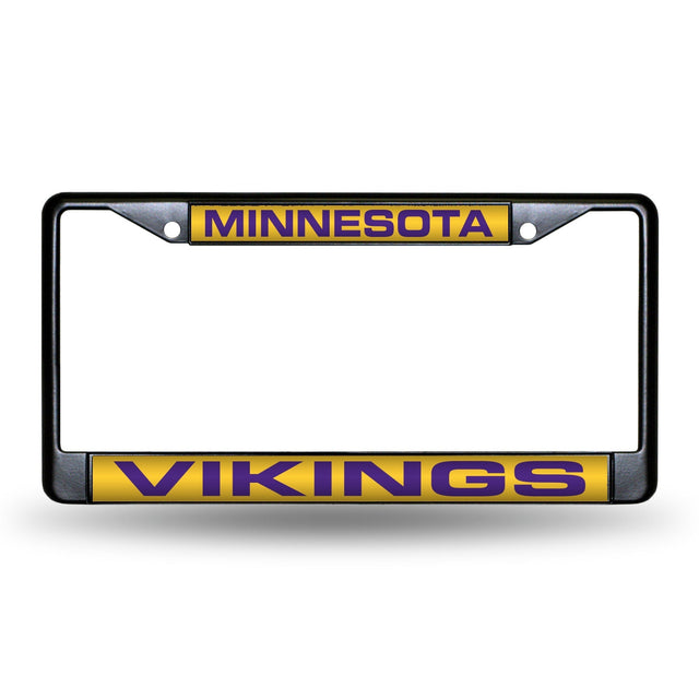 Marco para matrícula de 12 x 6 con cromo láser negro de Minnesota Vikings