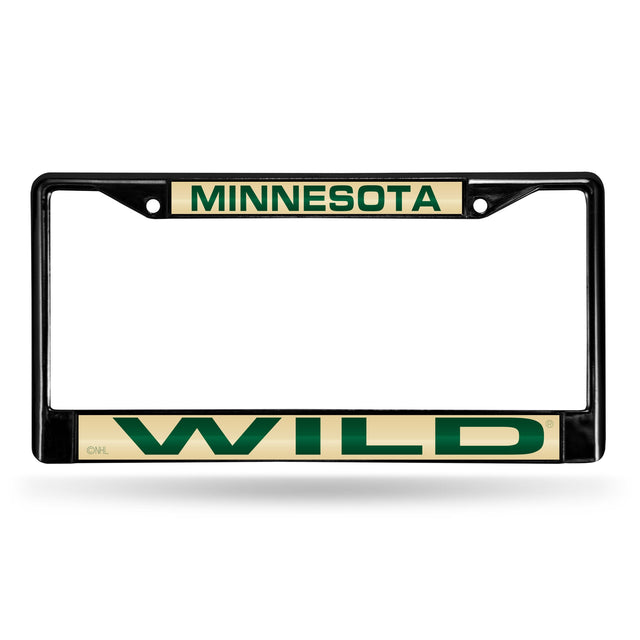 Marco para matrícula de Minnesota Wild, cromado con láser negro, 12 x 6