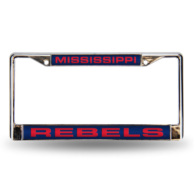 Marco para matrícula de 12 x 6 con cromo láser de Mississippi Rebels