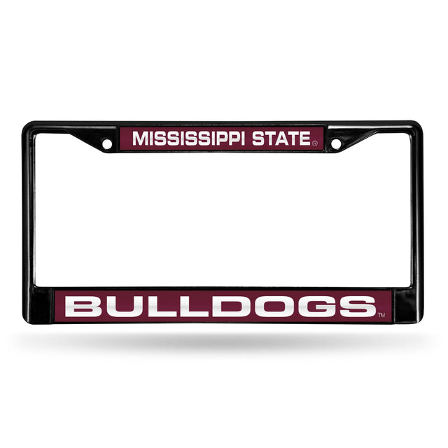 Marco para matrícula de 12 x 6 con cromo láser negro de Mississippi State Bulldogs