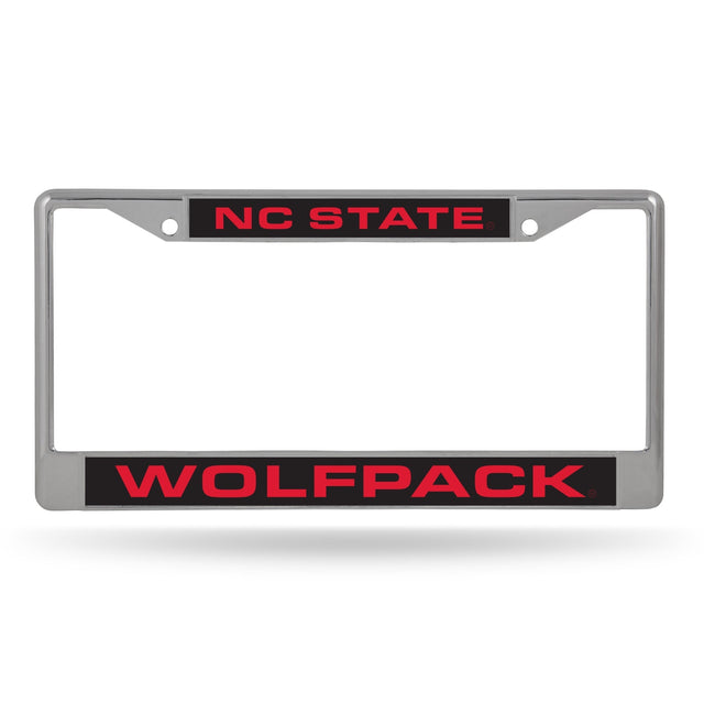 Marco para matrícula de 12 x 6 con acabado cromado láser de NC State Wolfpack