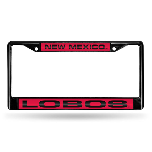 Marco para matrícula de 12 x 6 con cromo láser negro de New Mexico Lobos