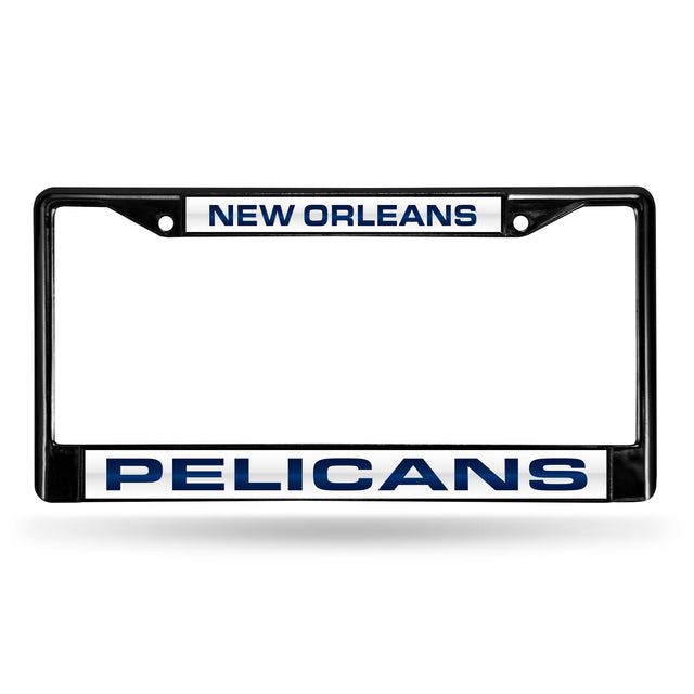 Marco para matrícula de 12 x 6 con cromo láser negro de New Orleans Pelicans