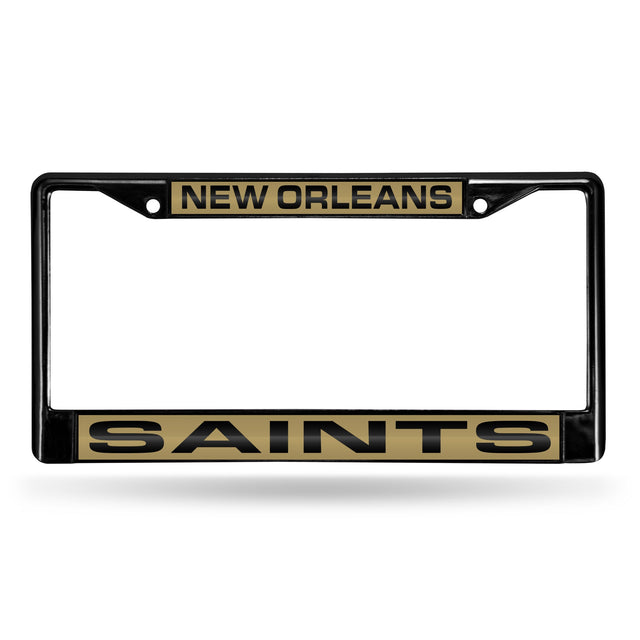 Marco para matrícula de 12 x 6 con cromo láser negro de los New Orleans Saints