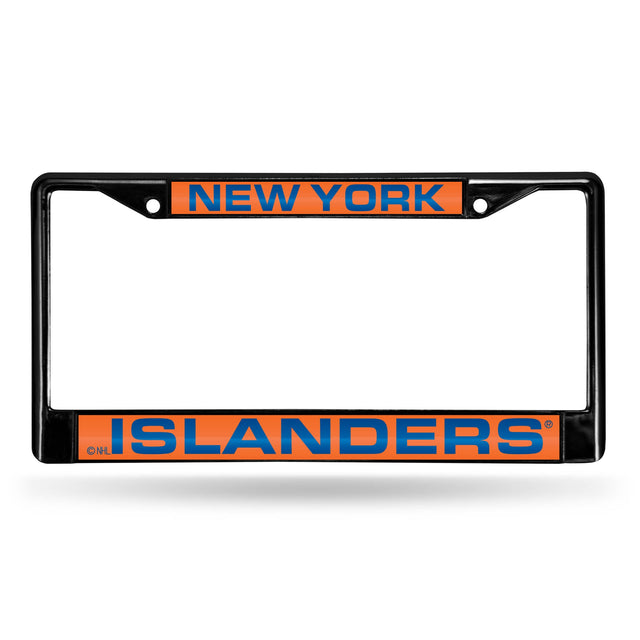 Marco para matrícula de 12 x 6 con cromo láser negro de los New York Islanders