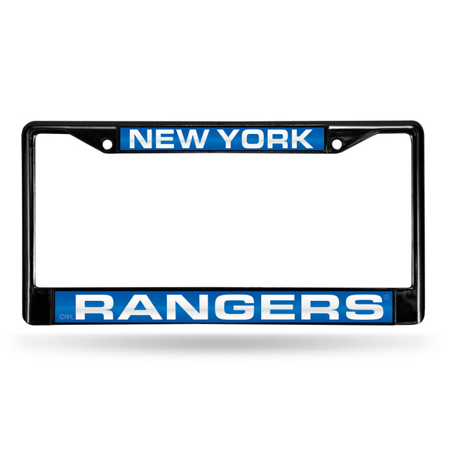 Marco para matrícula de 12 x 6 con cromo láser negro de los New York Rangers