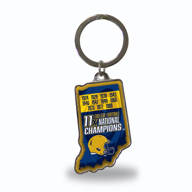 Notre Dame 11 Time College Football Champs State Shaped Keychain (Indiana)