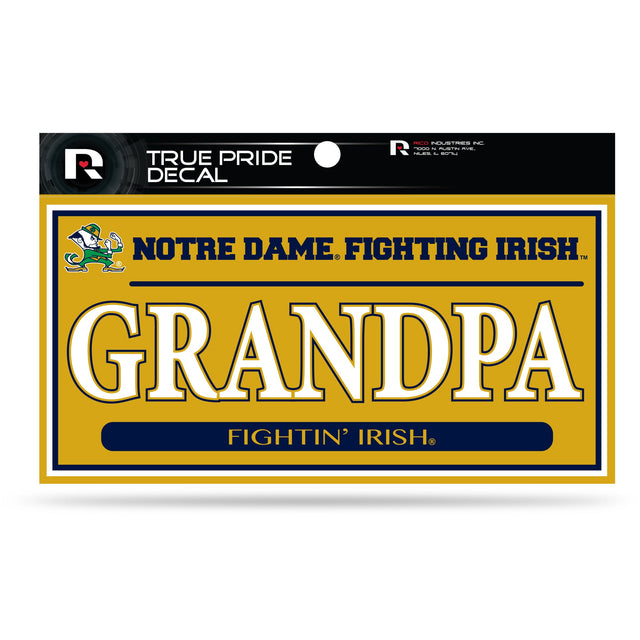 Notre Dame 3" X 6" True Pride Decal - Grandpa (Alternate)