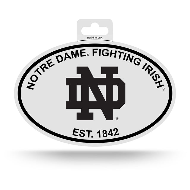 Notre Dame Black And White Oval Sticker