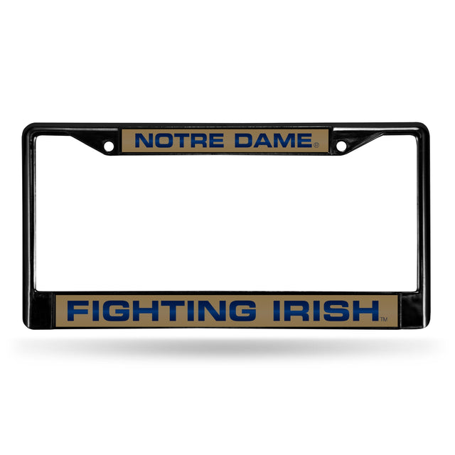 Marco para matrícula de Notre Dame Fighting Irish, cromado con láser negro, 12 x 6