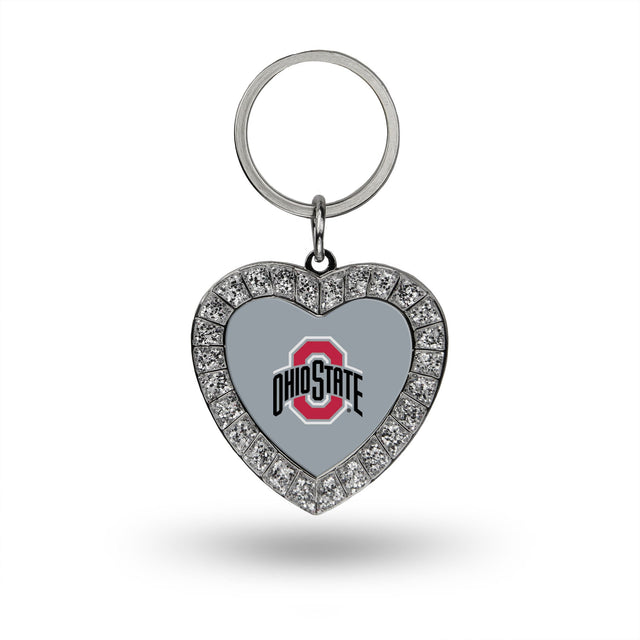 Ohio State Rhinestone Heart Key Chain