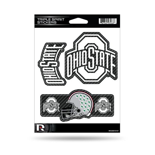 Ohio State University - Carbon Fiber Design - Triple Spirit Stickers