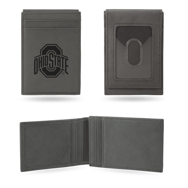 Ohio State University Laser Engraved Gray Front Pocket Wallet