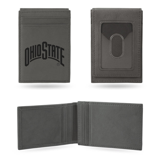 Ohio State University Wordmark Laser Engraved Front Pocket Wallet - Gray