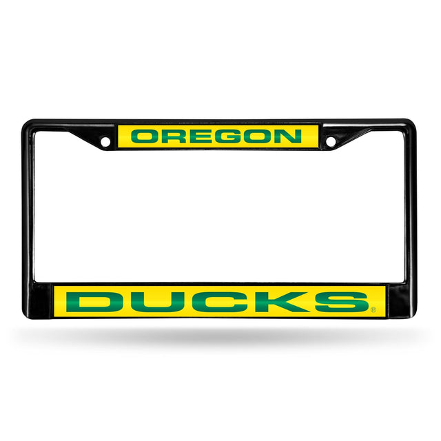 Marco para matrícula de 12 x 6 con cromo láser negro de Oregon Ducks