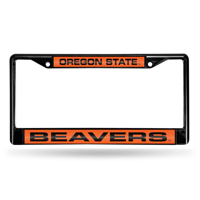 Marco para matrícula de 12 x 6 con cromo láser negro de Oregon State Beavers