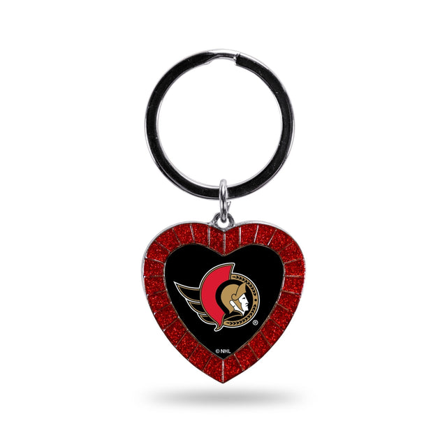 Ottawa Senators Colored Rhinestone Heart Keychain - Red