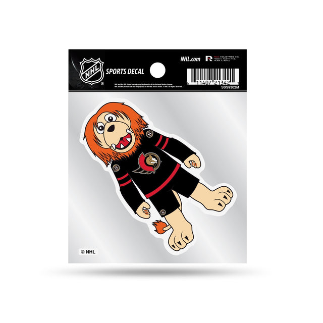 Calcomanía con el logotipo de la mascota de los Ottawa Senators, estilo pequeño, desmalezada (4" x 4")