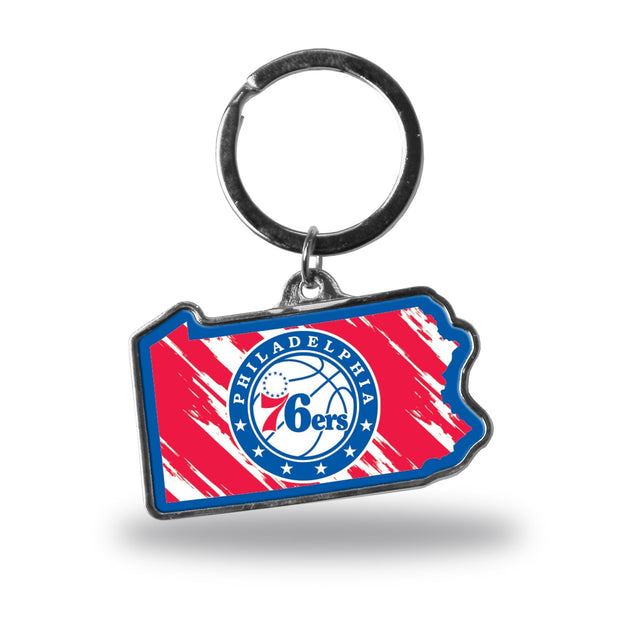 Llavero con forma de estado de los Philadelphia 76Ers - Pa