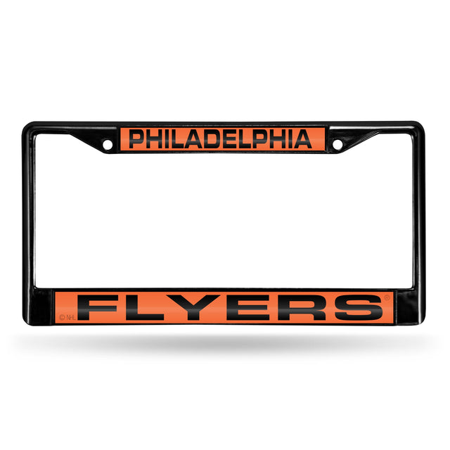 Marco para matrícula de 12 x 6 con cromo láser negro de los Philadelphia Flyers