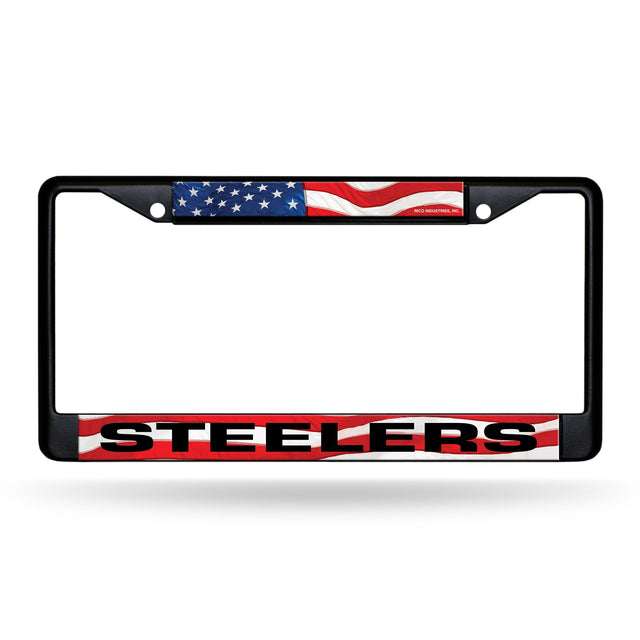 Pittsburgh Steelers Black Chrome Frame W/ Printed Inserts - American Flag Themed