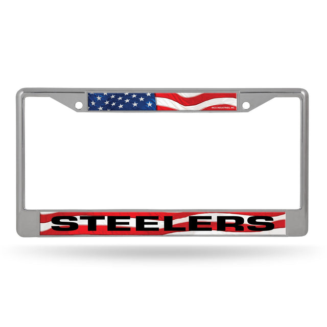 Pittsburgh Steelers Chrome Frame W/ Printed Inserts - American Flag Themed