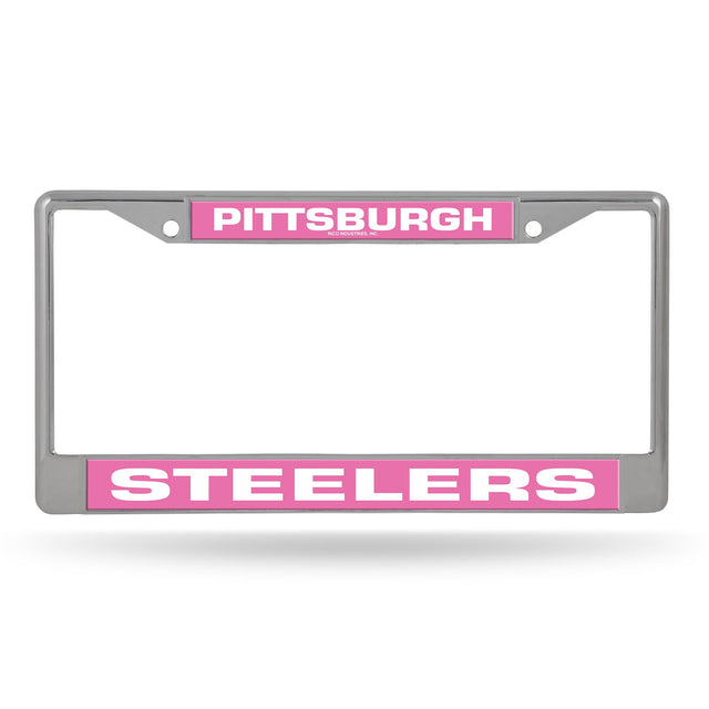 Pittsburgh Steelers Chrome Frame W/ Printed Inserts - Pink Bkg