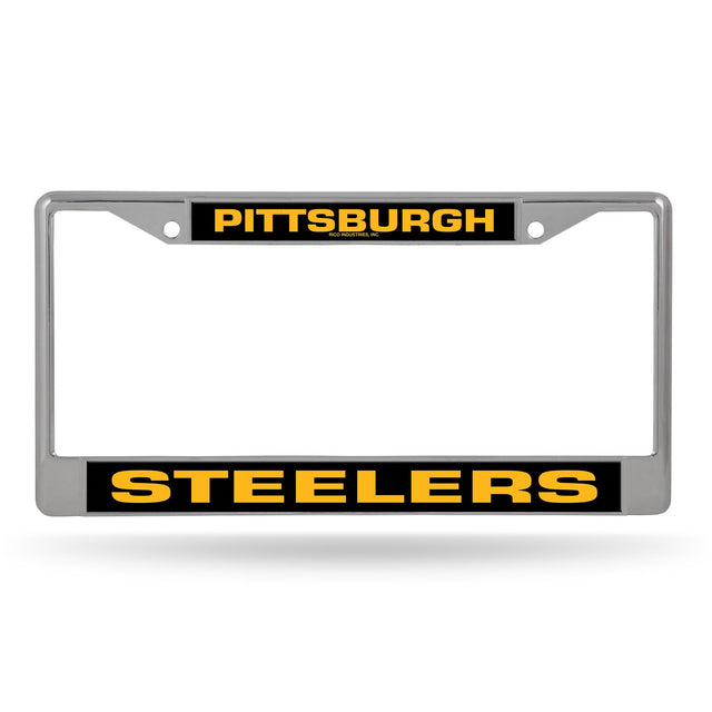 Marco cromado de los Pittsburgh Steelers con inserciones impresas (amarillo sobre negro)