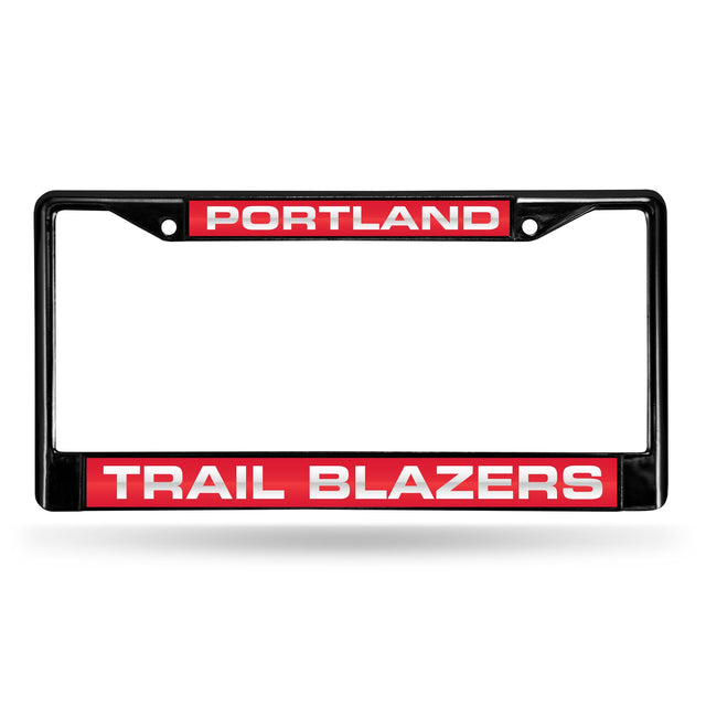 Marco para matrícula de 12 x 6 con cromo láser negro de Portland Trail Blazers