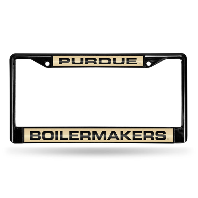 Marco para matrícula de 12 x 6 con acabado cromado láser negro de Purdue Boilermakers