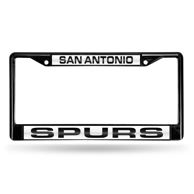 Marco para matrícula de 12 x 6 con cromo láser negro de los San Antonio Spurs