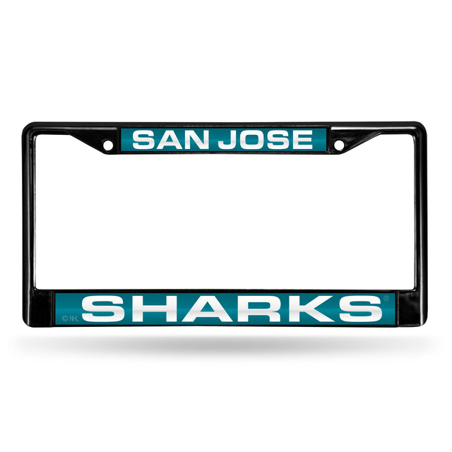 Marco para matrícula de 12 x 6 con cromo láser negro de San Jose Sharks