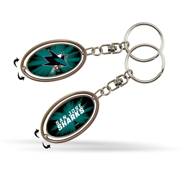 San Jose Sharks Silver Spinner Keychain