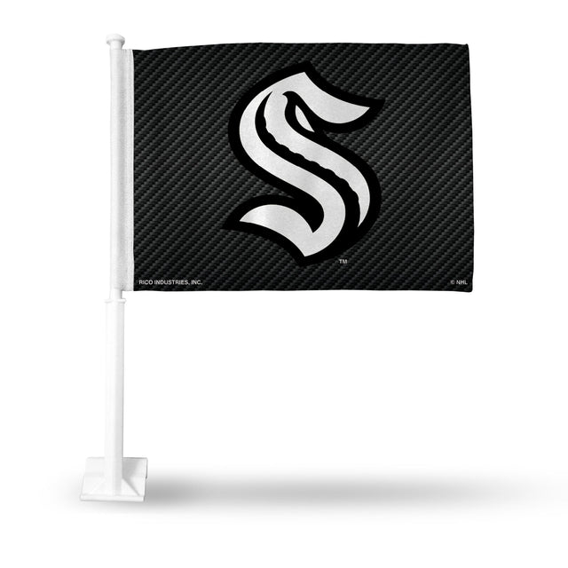 Seattle Kraken - Diseño de fibra de carbono - Bandera para automóvil