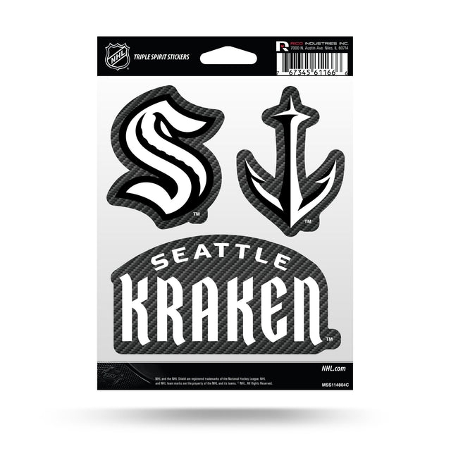 Seattle Kraken - Diseño de fibra de carbono - Pegatinas Triple Spirit