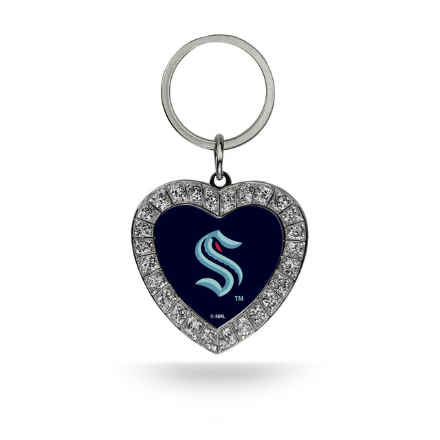 Seattle Kraken Rhinestone Heart Keychain