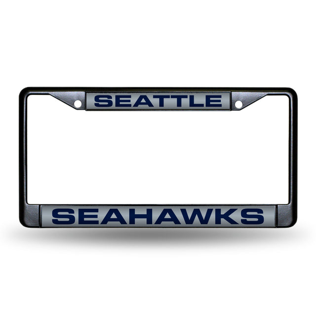 Seattle Seahawks Black Laser Chrome 12 x 6 License Plate Frame