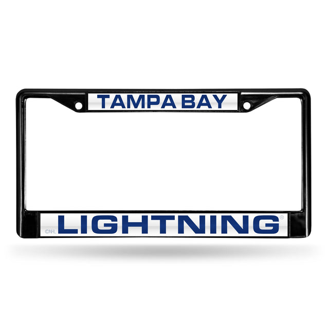 Marco para matrícula de 12 x 6 con cromo láser negro de Tampa Bay Lightning