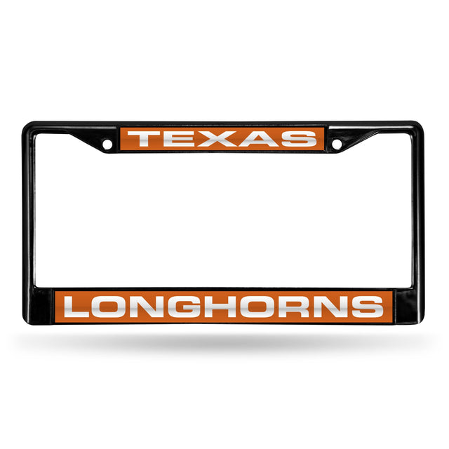 Marco para matrícula de 12 x 6 con cromo láser negro de Texas Longhorns