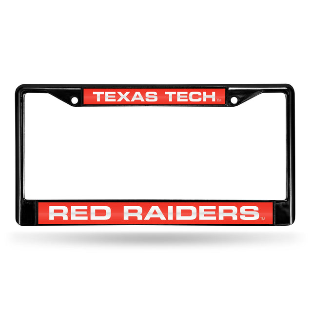 Marco para matrícula de 12 x 6 con láser cromado negro de los Texas Tech Red Raiders