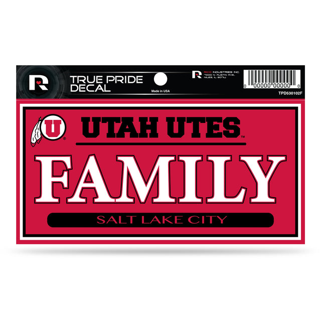 Utah Utes Salt Lake City 3" X 6" True Pride Decal - Family