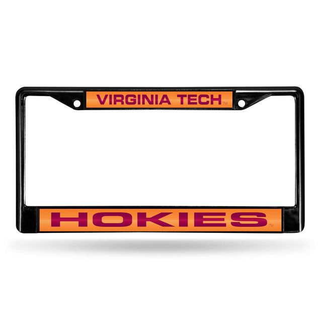 Marco para matrícula de 12 x 6 con cromo láser negro de Virginia Tech Hokies