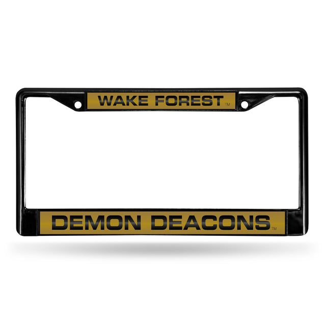 Marco para matrícula de 12 x 6 con cromo láser negro de Wake Forest Demon Deacons