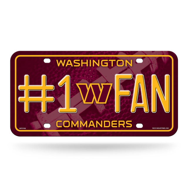 Etiqueta de metal con el logotipo principal de los fanáticos de Washington Commanders n.° 1