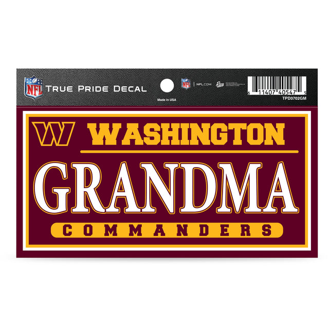 Washington Commanders True Pride Decal (3X6") - Grandma