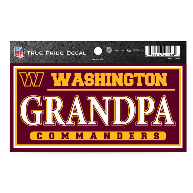 Washington Commanders True Pride Decal (3X6") - Grandpa