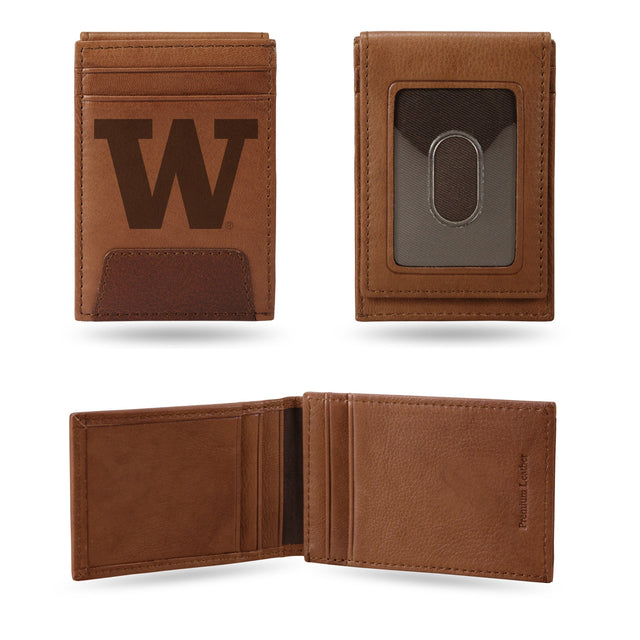 Washington Huskies Premium Leather Front Pocket Wallet