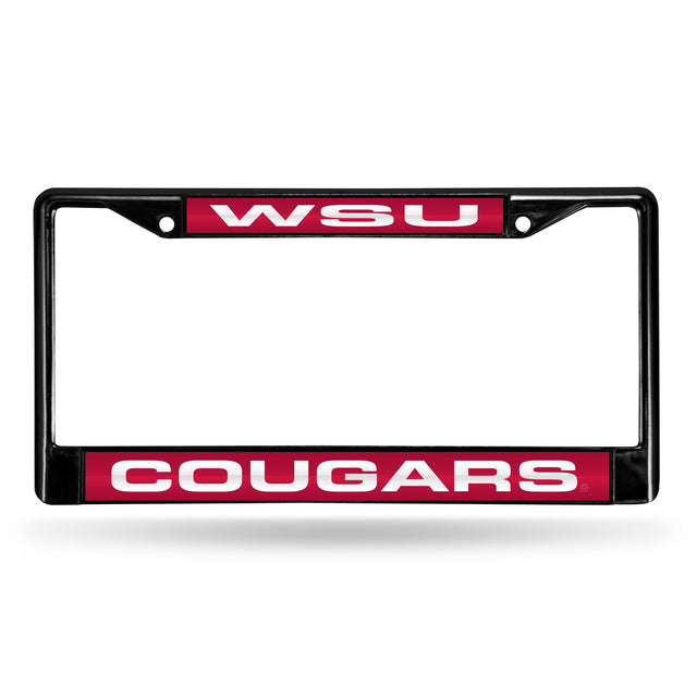 Marco para matrícula de Washington State Cougars con cromo láser negro de 12 x 6