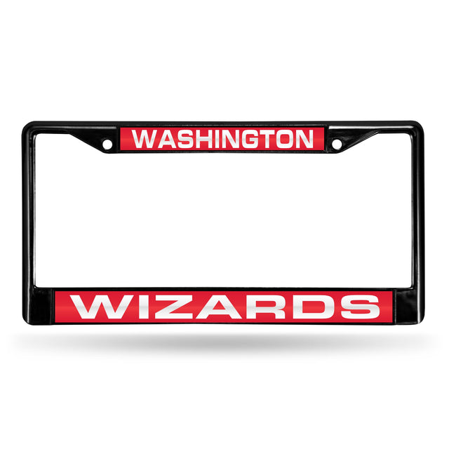 Marco para matrícula de Washington Wizards con cromo láser negro de 12 x 6 pulgadas