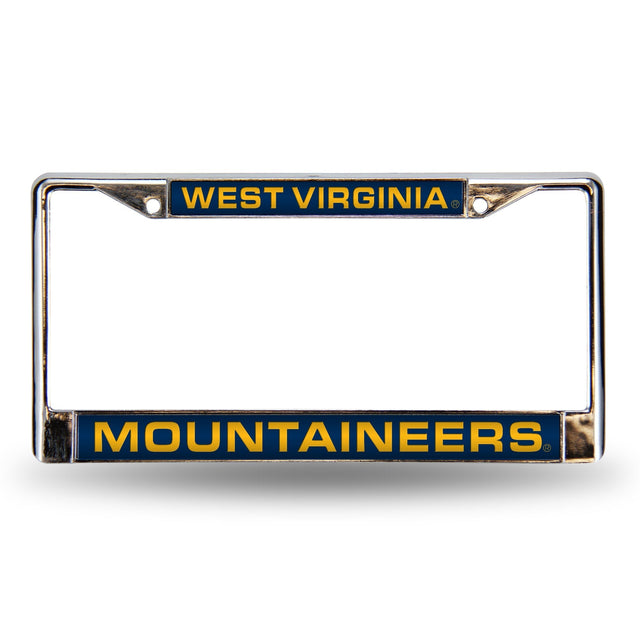 Marco para matrícula de 12 x 6 con cromo láser de los Mountaineers de West Virginia